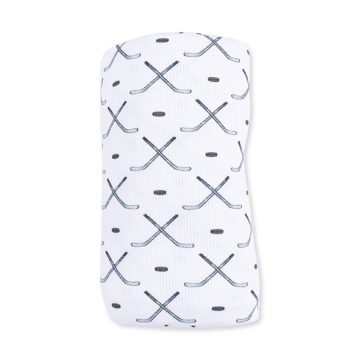 White/Blue/Grey Simple Hockey Swaddle Blanket