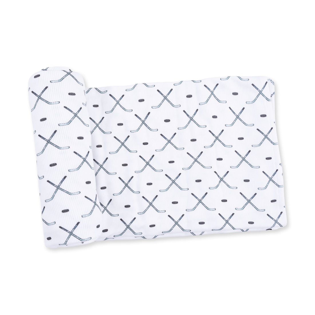 White/Blue/Grey Simple Hockey Swaddle Blanket
