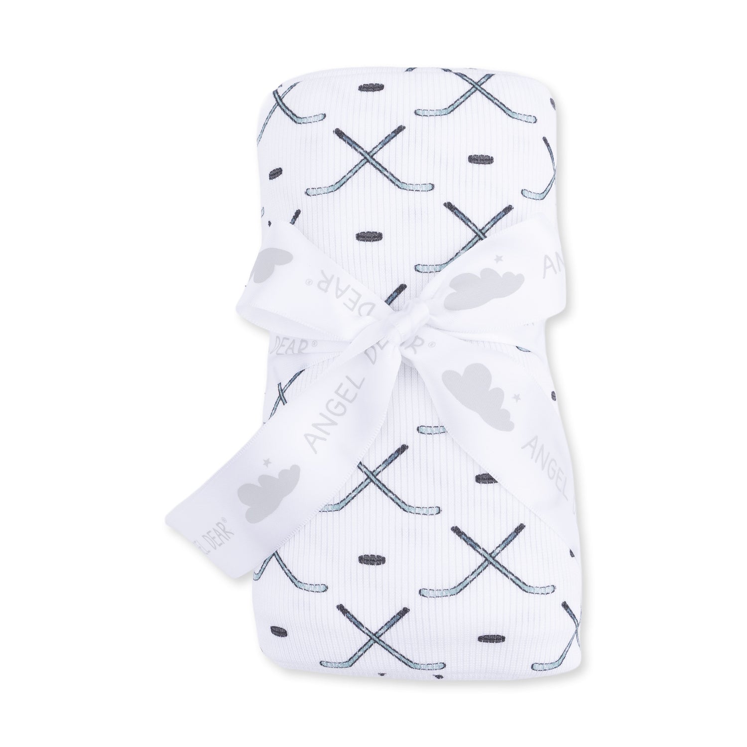 White/Blue/Grey Simple Hockey Swaddle Blanket