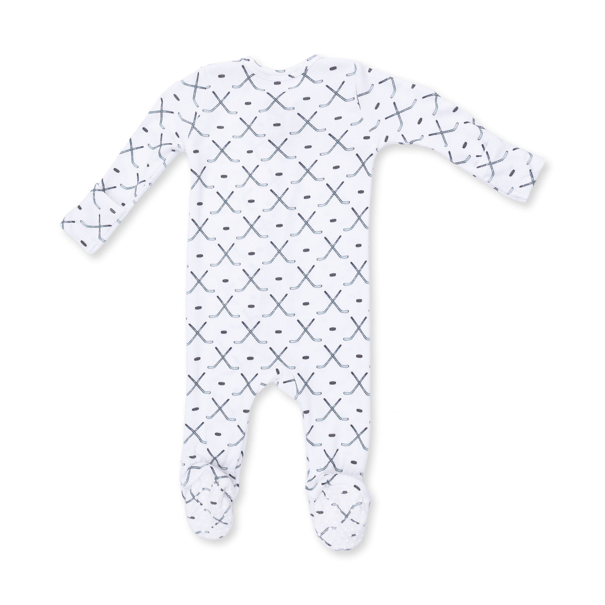 White/Blue/Grey Simple Hockey 2 Way Zipper Footie