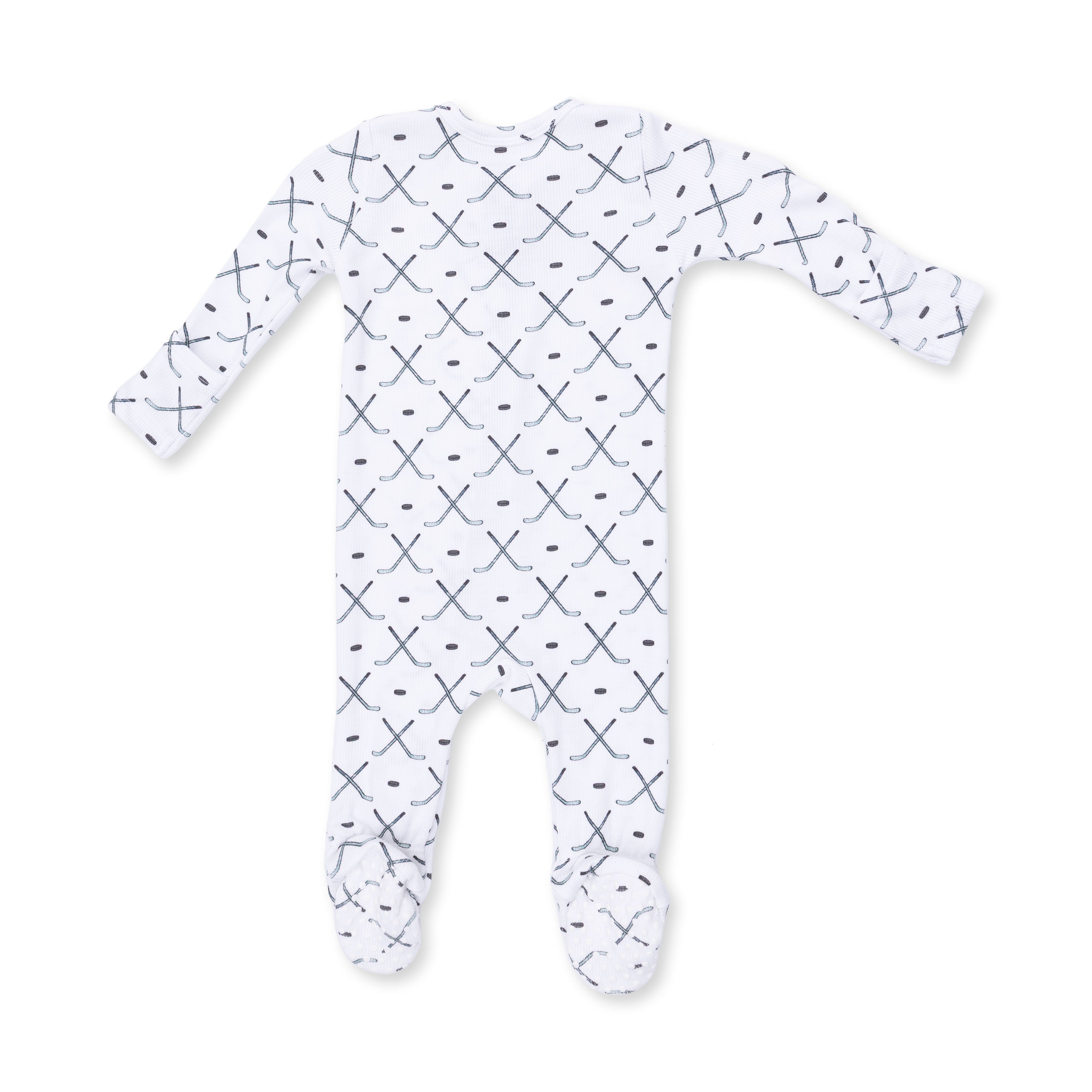 White/Blue/Grey Simple Hockey 2 Way Zipper Footie