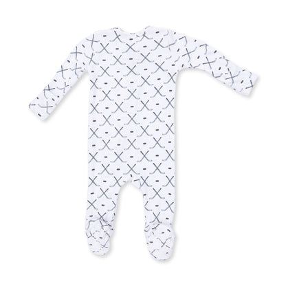 White/Blue/Grey Simple Hockey 2 Way Zipper Footie