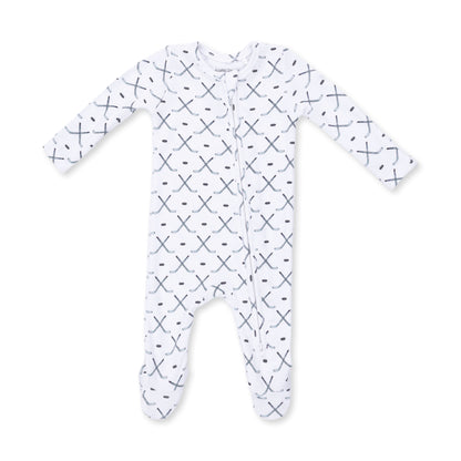 White/Blue/Grey Simple Hockey 2 Way Zipper Footie
