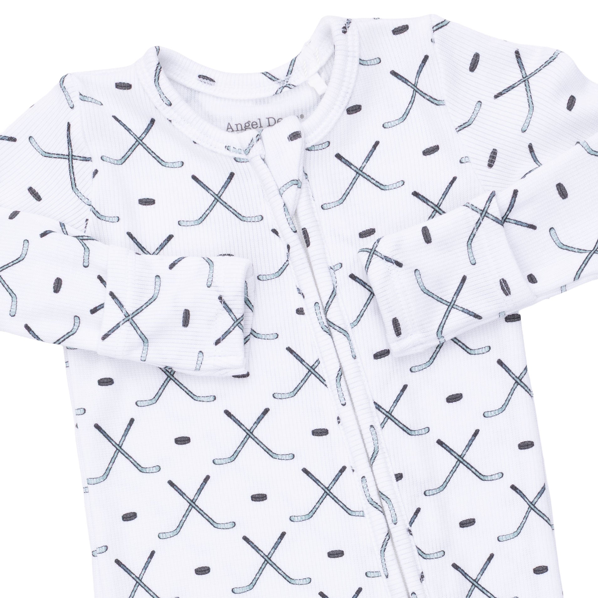 White/Blue/Grey Simple Hockey 2 Way Zipper Footie