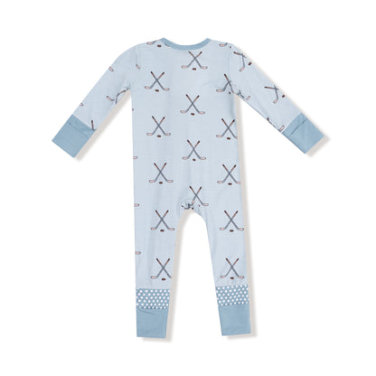 Light Blue Hockey 2 Way Zipper Romper