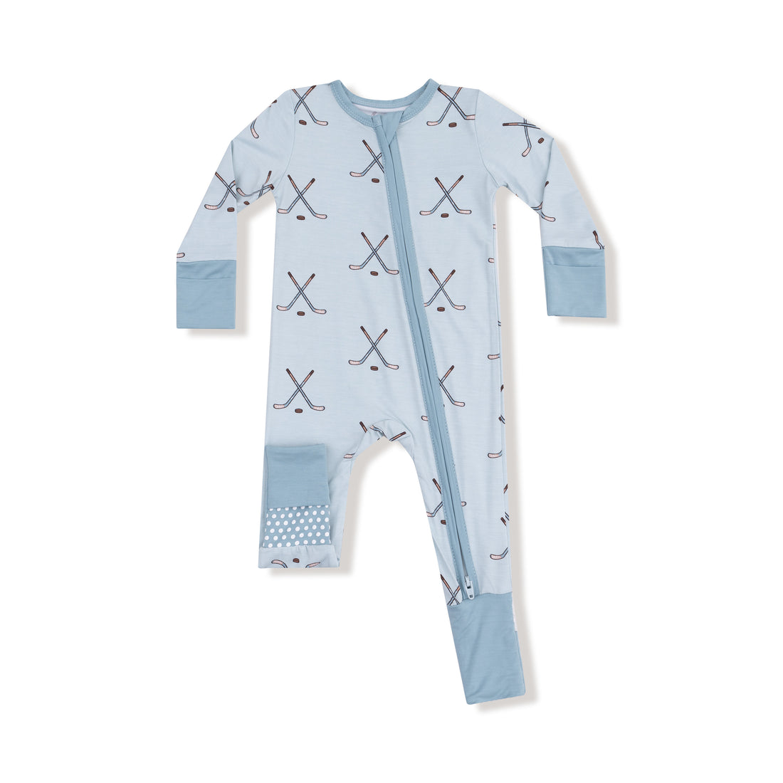 Light Blue Hockey 2 Way Zipper Romper
