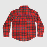 Red plaid shirt on a light gray background