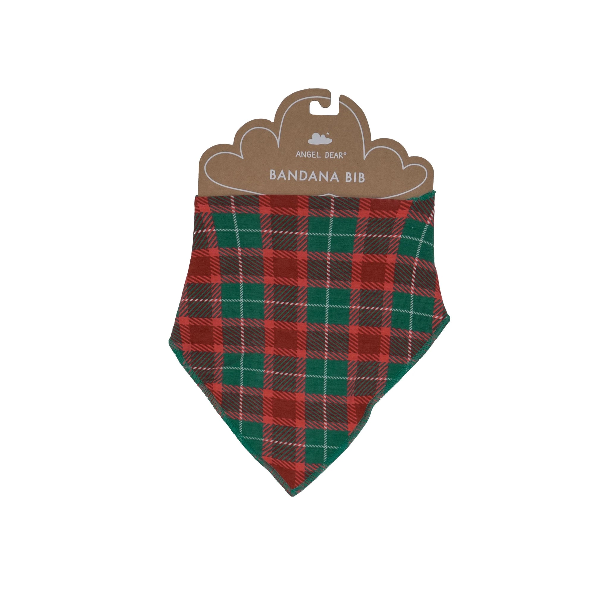 green and red holiday plaid bib