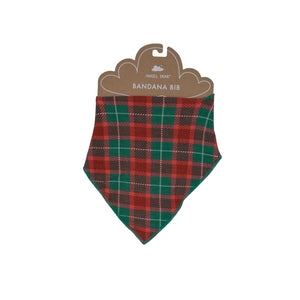 green and red holiday plaid bib
