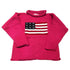 Pink sweater with an American flag design on a white background