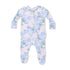 Floral patterned baby onesie on a white background