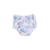 Floral-patterned baby bloomers on a white background