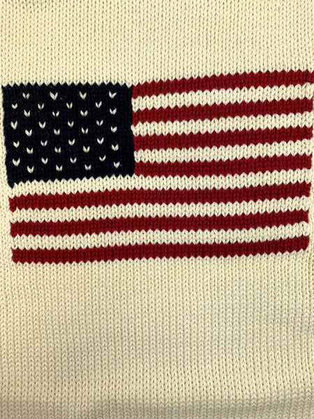 close up of American Flag knit