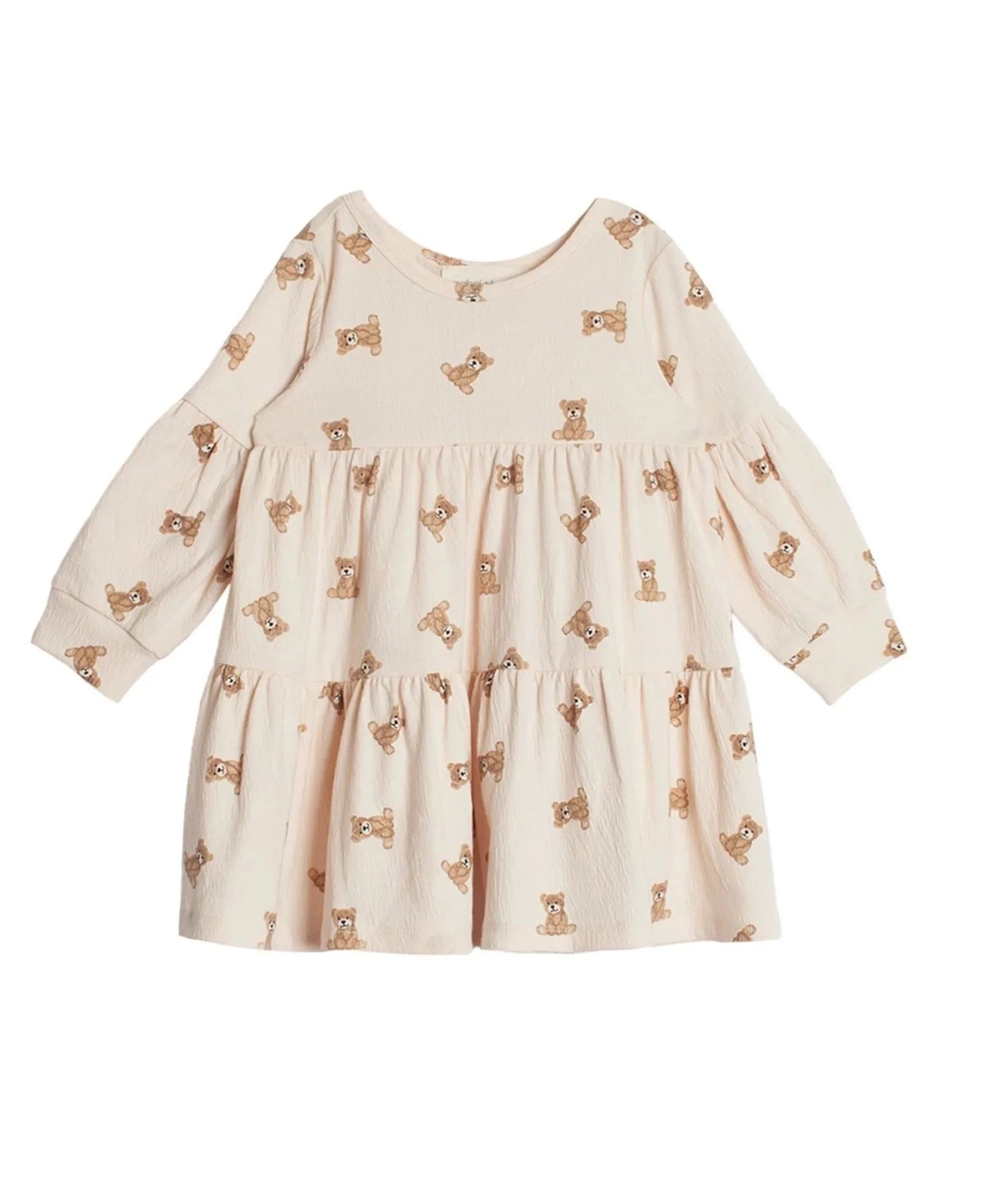 ivory long sleeve dress with bears all over