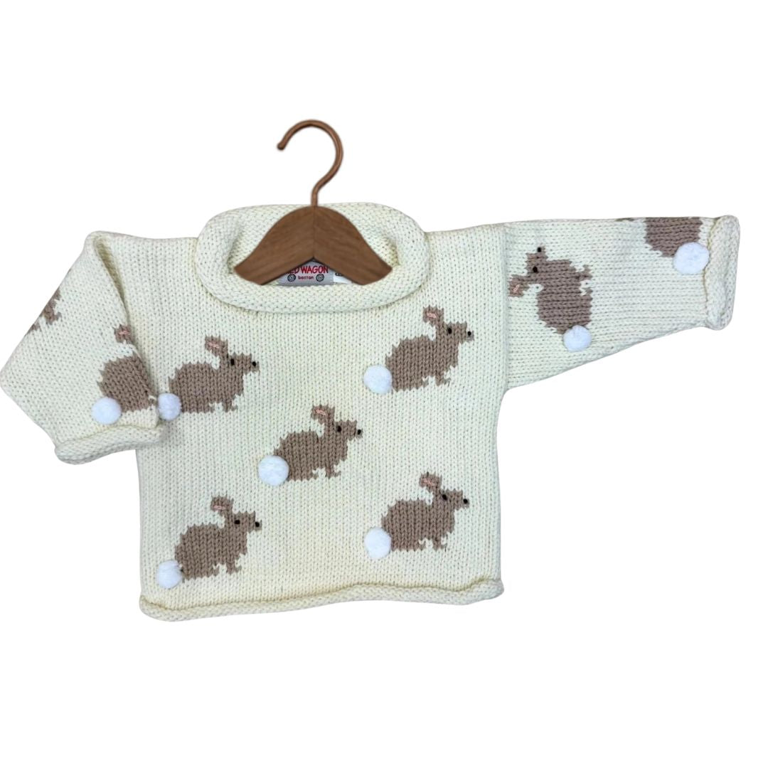 Pull col roulé lapin ivoire 