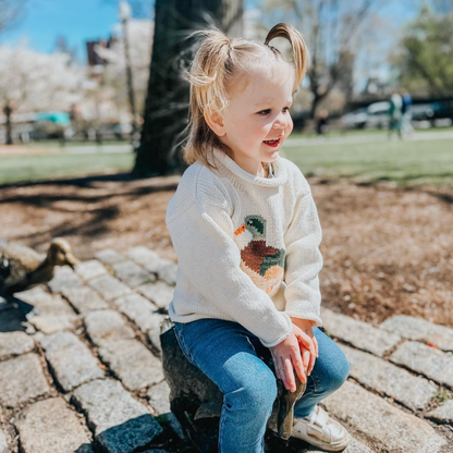 Ivory Mallard Duck Roll Neck Sweater