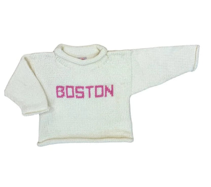 ivory sweater with pink BOSTON