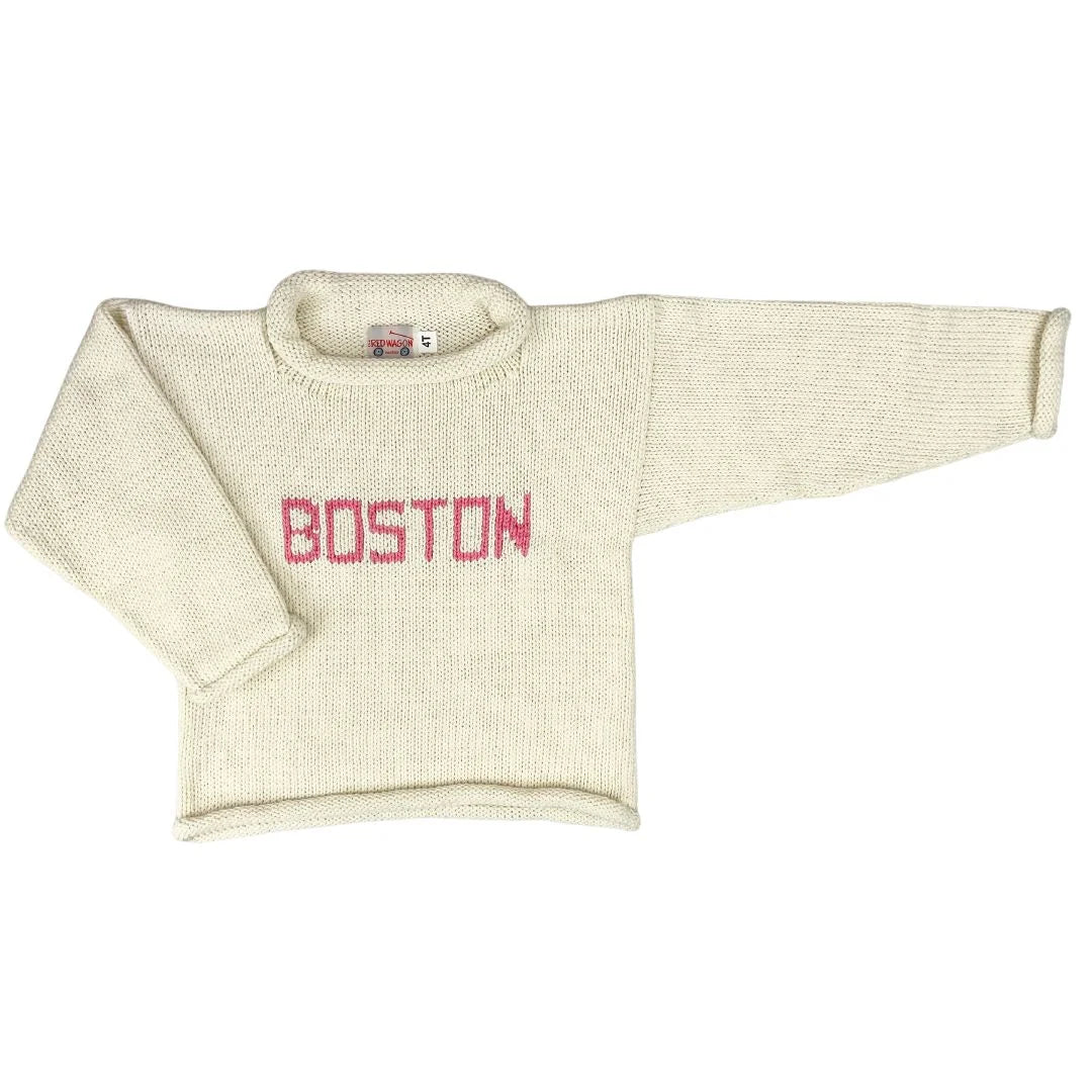 ivory sweater with pink BOSTON