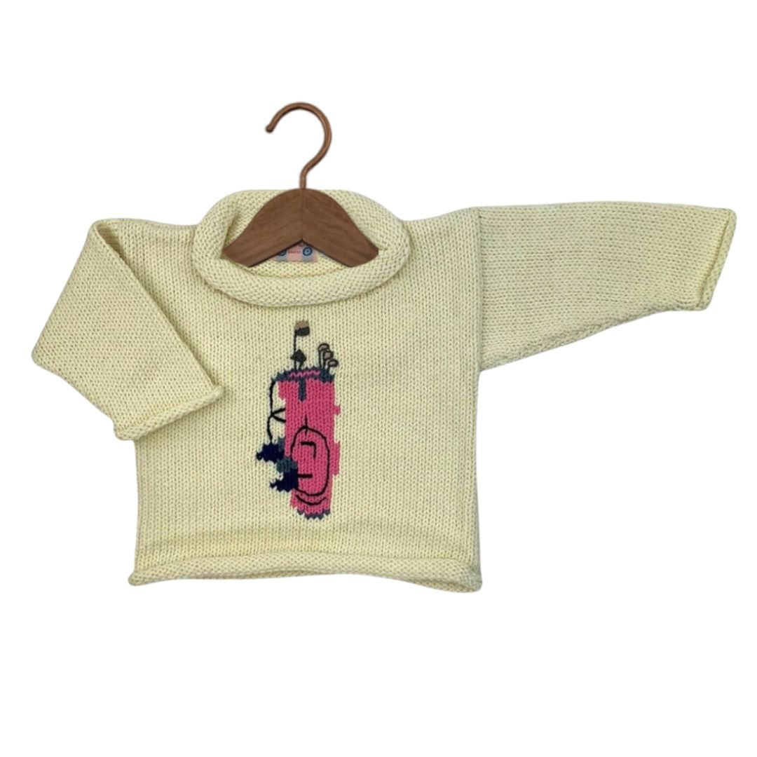 Ivory Pink Golf Bag Roll Neck Sweater