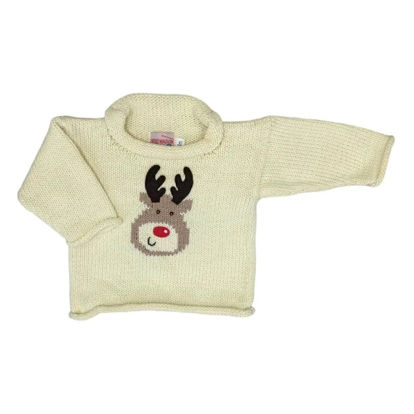 ivory sweater with rudolph head