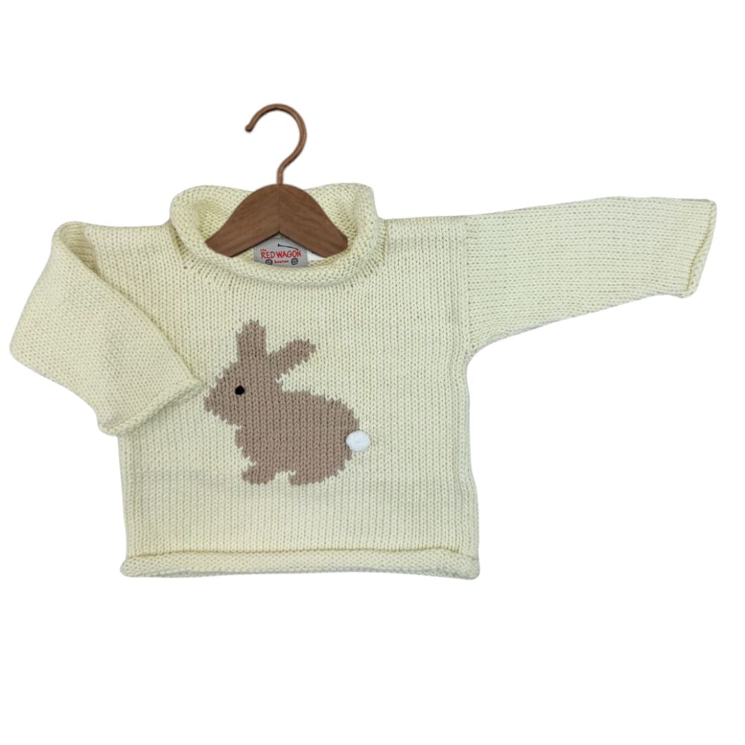 Ivory/Tan Single Bunny Roll Neck Sweater