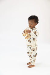 ivory sweatsuit with dog print