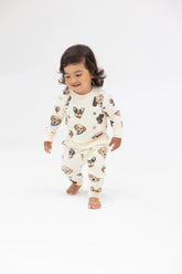 ivory sweatsuit with dog print