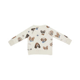 ivory sweatsuit with dog print