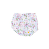 Floral-patterned baby bloomers on a white background