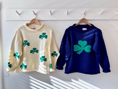 Ladies Navy Shamrock Sweater