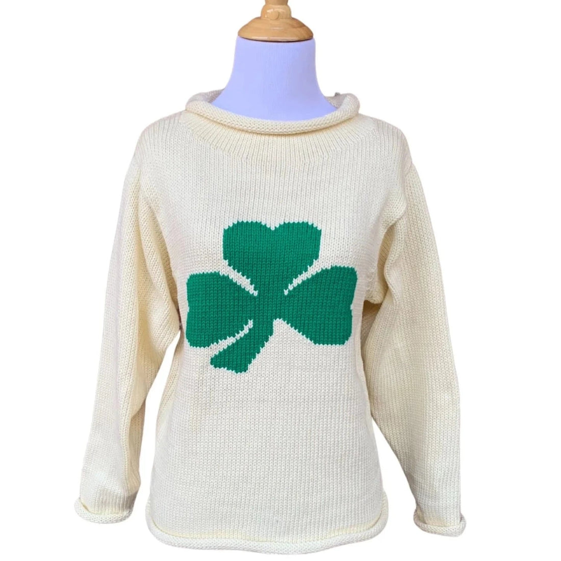 Ladies Ivory Single Shamrock Sweater (New Fit) (Size XS)