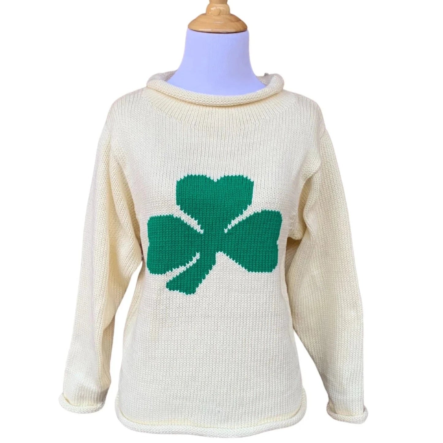Ladies Ivory Single Shamrock Sweater (New Fit) (Size XS)