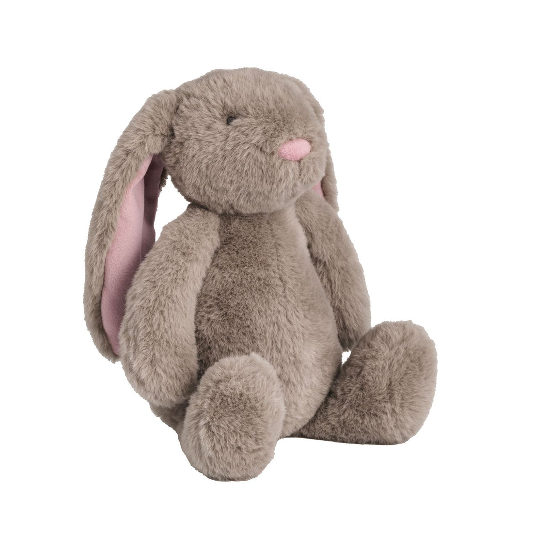 Plush toy rabbit with pink interior on a white background