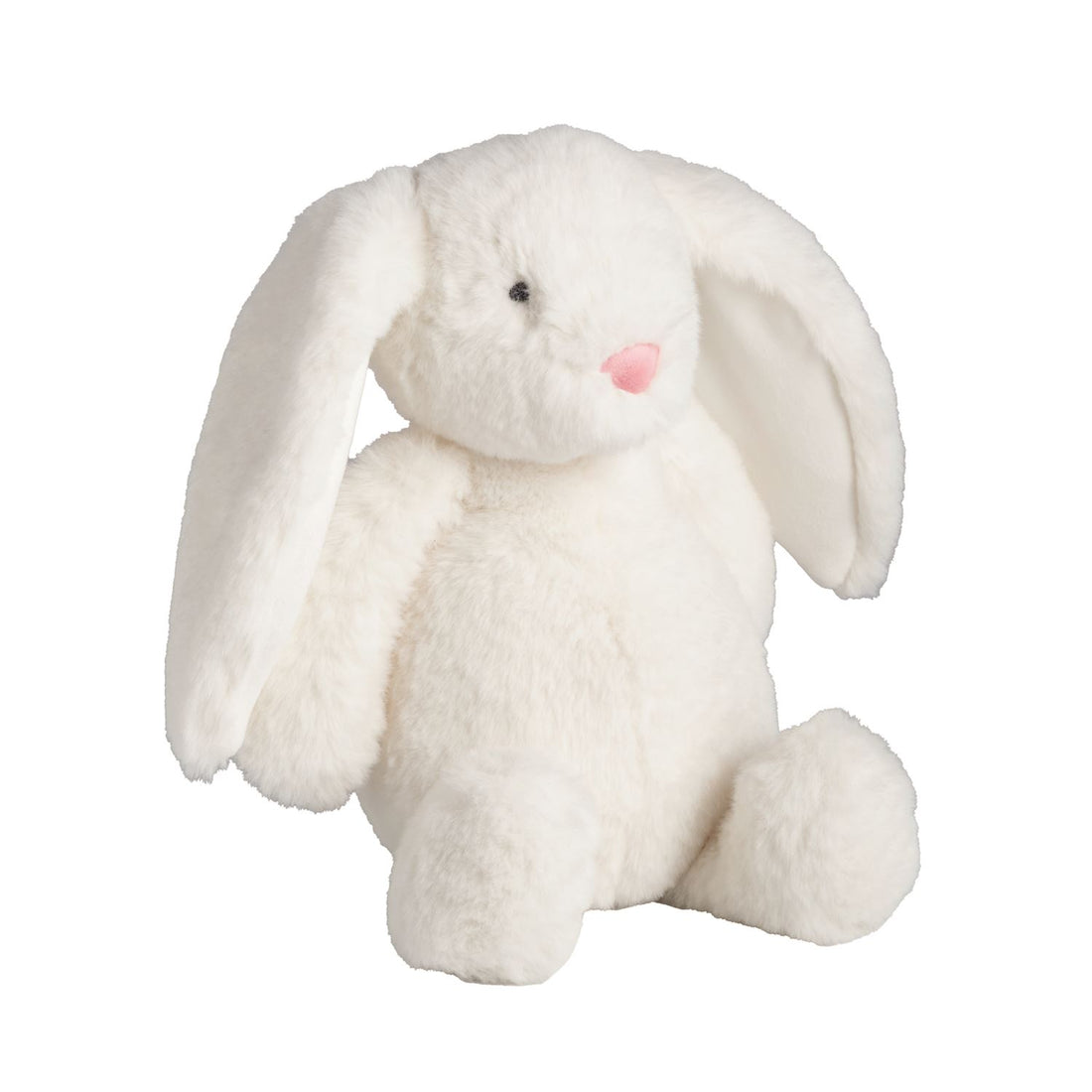 White plush bunny toy on a white background