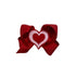 Red bow with a heart design on a white background