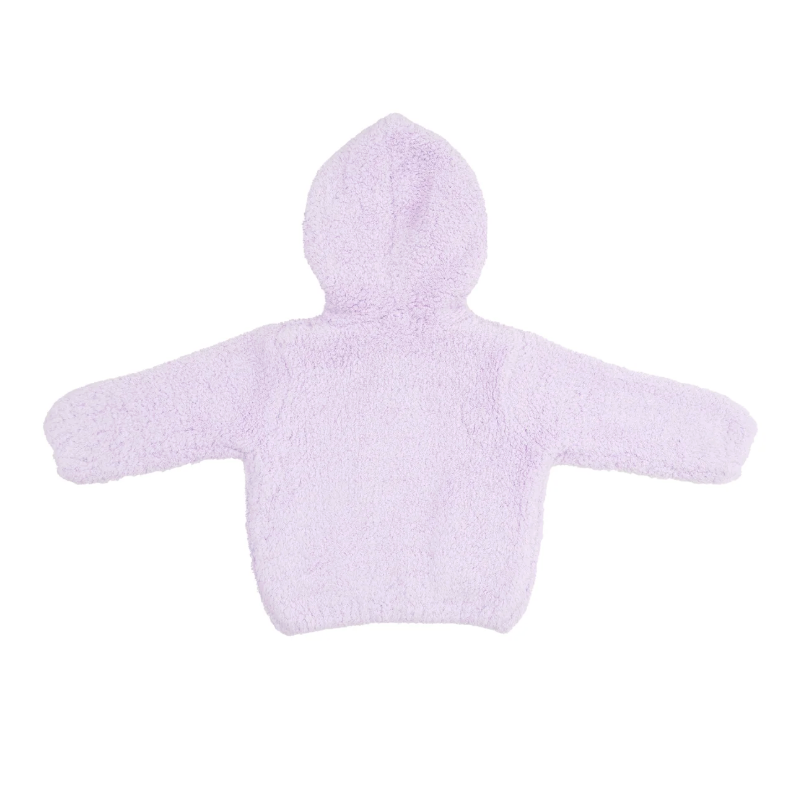 A light purple fuzzy hooded sweater or blanket with long sleeves, shown flat against a solid white background.