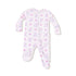 pink long sleeve footie with lil sis all over with bows