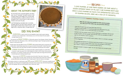 Page from a cookbook with pumpkin pie recipe and related content.