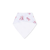 Hexagonal baby blanket with red lobster pattern on a white background