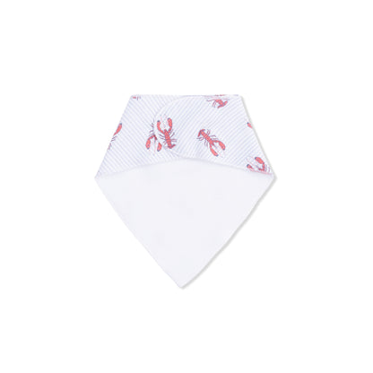 Hexagonal baby blanket with red lobster pattern on a white background