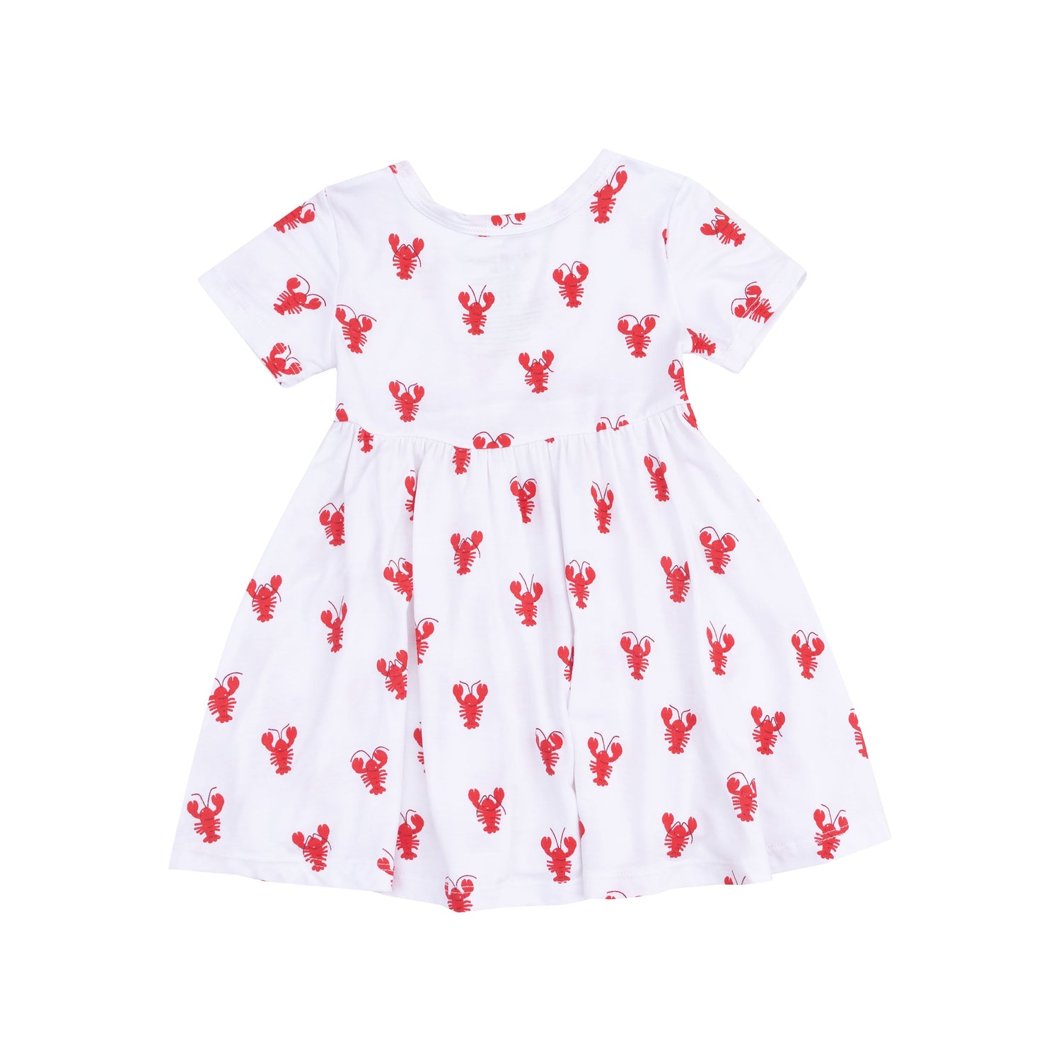 white short sleeve dress with red lobsters all over