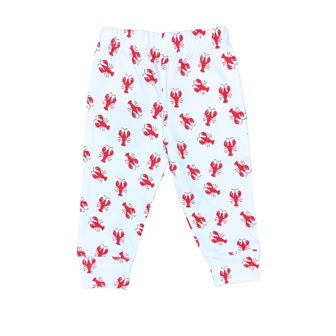white joggers with red lobsters