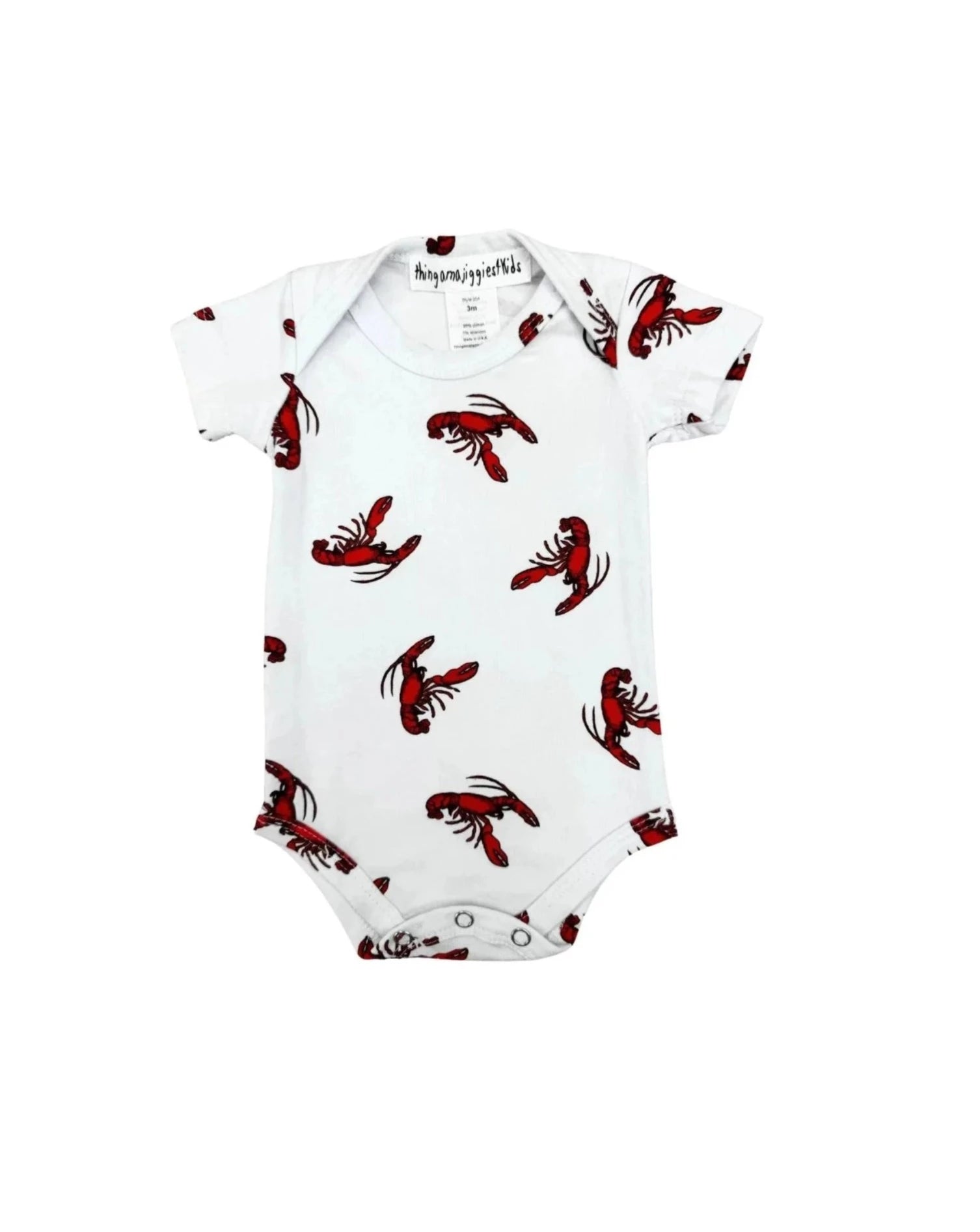 white onesie with red lobsters