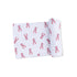 Folded fabric with red lobster pattern on a white background