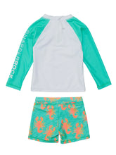 lobster boys swim shorts and rashguard top