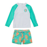 lobster boys swim shorts and rashguard top