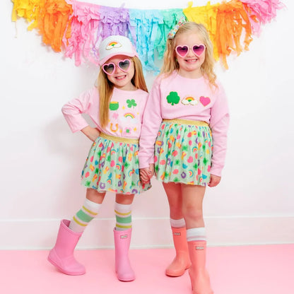 two girls wearing lucky charm tutus