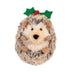 hedgehog plush with mistletoe and holly
