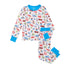 nautical pajamas, white base with nautical emblems all over with blue trim
