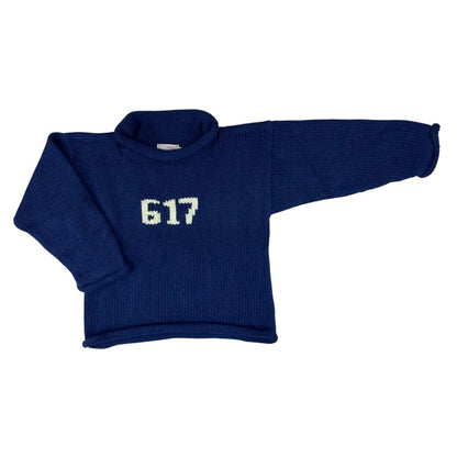 navy sweater with 617 boston area code sweater